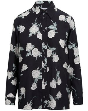 Me Esse Adeline Roses Print Blouse - Black