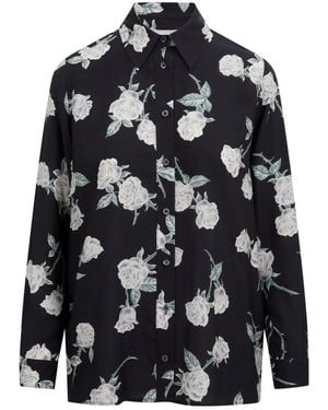 Me Esse Adeline Roses Print Blouse - Black