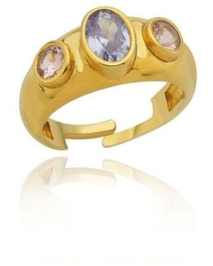 LINYA JEWELLERY Rosie Lilac Stone Signet Ring - Metallic