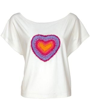 Lalipop Design White Blouse With Hand-embroidered Heart Motif