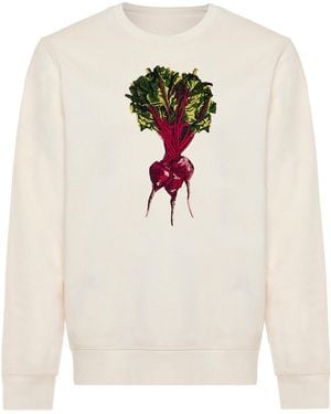 INGMARSON Neutrals Beetroot Embroidered Organic Cotton Sweatshirt - White