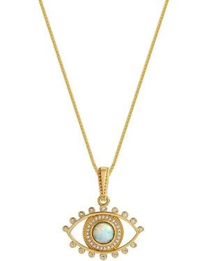 Karma and Luck Luminous Guard Opal Evil Eye Necklace - Metallic