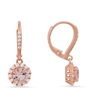 Kylie Harper Morganite Halo Leverback Earrings - Pink