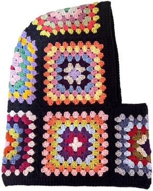 Ana Chic Pastel Granny Square Handmade Crochet Balaclava - Blue