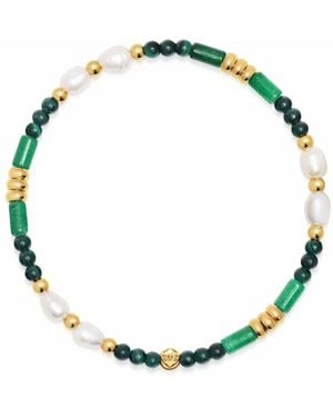 Nialaya Agate, Malachite & Pearl Gemstone Beaded Bracelet - Green