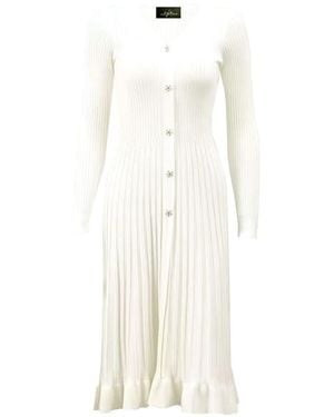 Chanel Joan Elkayam Neutrals Ruffled Hem Knitted Dress - White