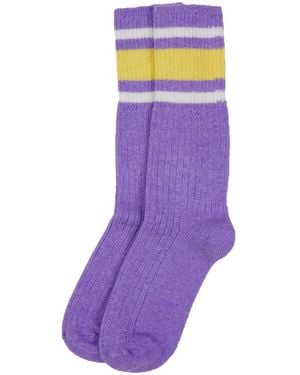 Gigi Knitwear Striped Socks - Purple
