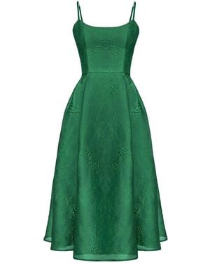POST MERIDIEM Jacquard Fitted Corset Bustier Dress - Green