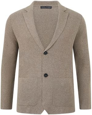 Paul James Knitwear Lightweight Jaspe Cotton Ezra Knitted Blazer - Grey