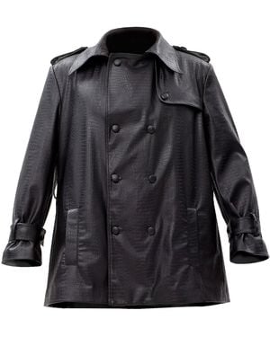 Maison Bogomil Faux Leather Trench Coat - Black
