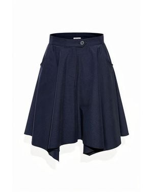 Rue Les Createurs Striped Asymmetric High Waist Skirt - Blue