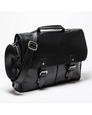 Hides Leather Co. Handmade Messenger Briefcase Laptop Bag - Black