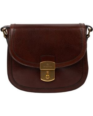 Time Resistance Leather Saddle Bag - Brown