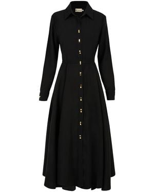 ALINA CERNĂTESCU Grotto Sustainable Viscose Midi Dress With Pockets - Black