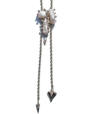 Babaloo Pearl Bolo Necklace - Metallic