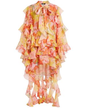 Cy Boutique Heavy Tiered Ruffle Oversized Dress - Orange
