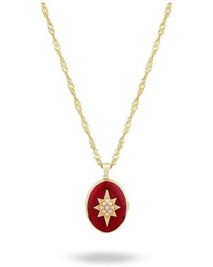 LINYA JEWELLERY Clared Enamel Pole Star Locket - White
