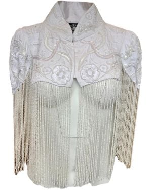 Any Old Iron Hand-Beaded Vintage Shrug - Gray