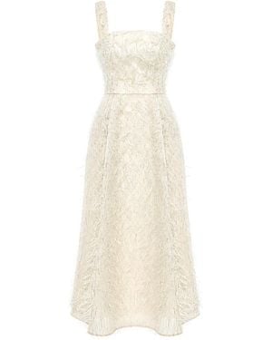 POST MERIDIEM Pleated Corset Midi Dress - White