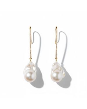 Figaru Fine Jewelry Baroque Pearl Drop Earrings - White