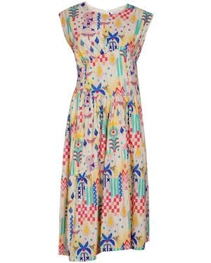 Maison Qala Neutrals Her Favourite Photo Of Me Dress - Blue