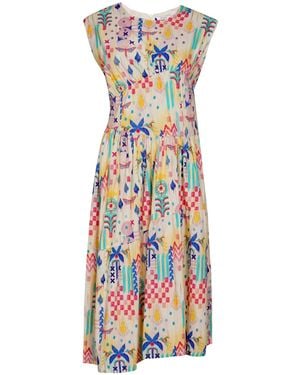 Maison Qala Neutrals Her Favourite Photo Of Me Dress - Blue