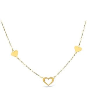 Lutiro Three Hearts With One Open Heart Necklace - Metallic