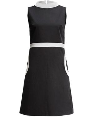Rumour London Monica High Neck A-Line Dress With Contrasting Detailing - Black
