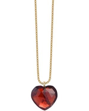 Katy Faye Charlotte Garnet Heart Necklace - White