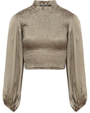 Urban Touch Neutrals High Neck Bodycon Long Sleeve Top Khaki - Grey
