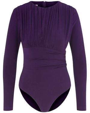 Maan Istanbul Crewneck Comfortable Bodysuit - Purple
