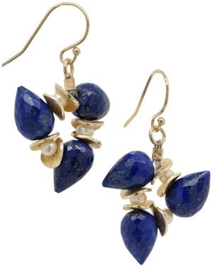 Lori Kaplan Design Signature Lapis With Pearl Earrings - Blue