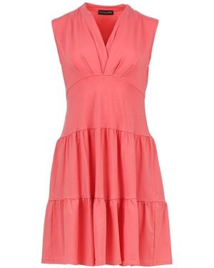 Conquista Sleeveless Coral Cotton Jersey Dress - Pink