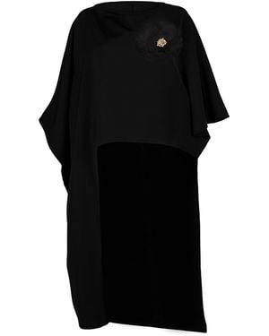 Laines London Laines Couture Asymmetric Blouse Cape With Corsage - Black