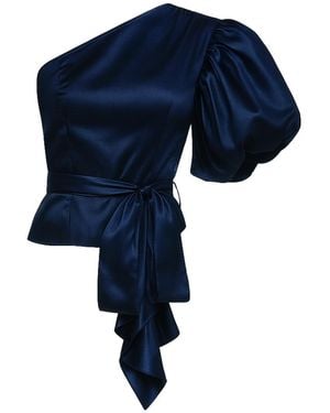 GUILLAUME ALEXANDRE Asymmetrical Puffy Sleeve Top - Blue