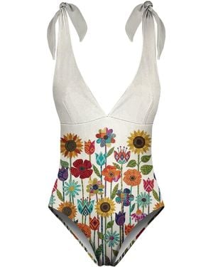 Aloha From Deer Neutrals Boho Garden One Piece Swimsuit - White