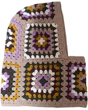 Ana Chic Sand And Lilac Granny Square Handmade Crochet Balaclava - Brown
