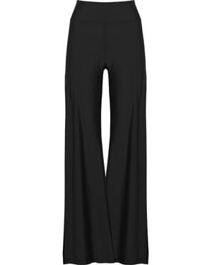 ANTONINIAS Cleo High Waisted Stretch Wide Leg Pants With Side Slit - Black