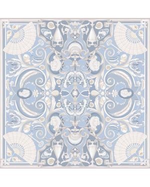 Emily Carter The Fan & Cameo Silk Scarf - Blue