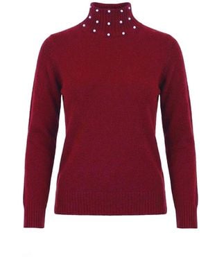 James Lakeland Pearl Neck Jumper - Red