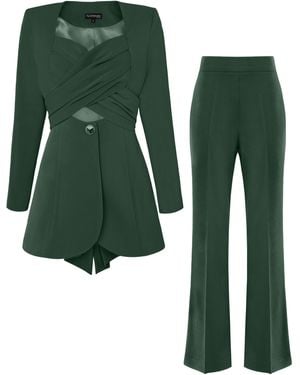 Tia Dorraine Emerald Dream Cross-Wrap Statement Suit - Green