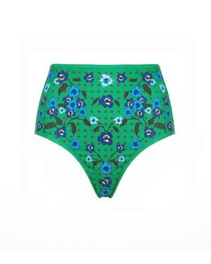 Jessie Zhao New York Polka Bloom Reversible Bikini Bottom - Green