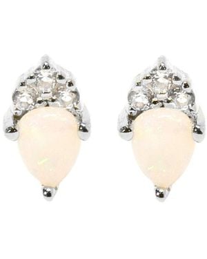 NASI SILVER Pear Atarah Studs- Opal & Topaz - Metallic