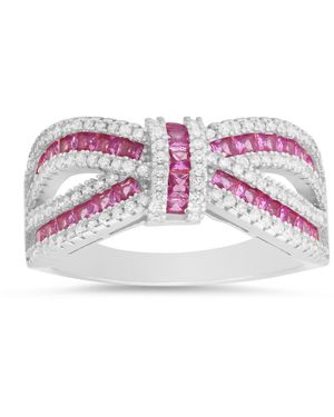 Kylie Harper Sterling Sapphire Love Knot Ring - Pink
