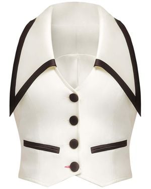Tia Dorraine Born To Run Cropped Tailored Waistcoat - Natural