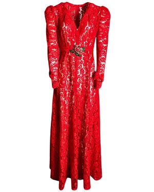Couture to Your Door Lace Gothic Maxi Dress - Red