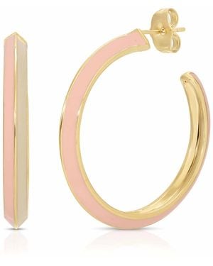 Glamrocks Jewelry Tequila Sunrise Enamel Hoop Earrings - Metallic