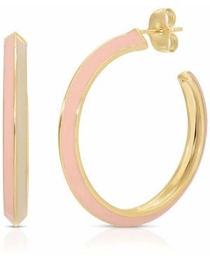 Glamrocks Jewelry Tequila Sunrise Enamel Hoop Earrings - Metallic