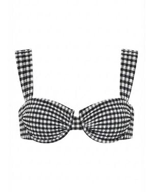 Montce Micro Gingham Bella Bikini Top - Black