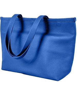 godi. The Eva Handmade Leather Tote Bag - Blue